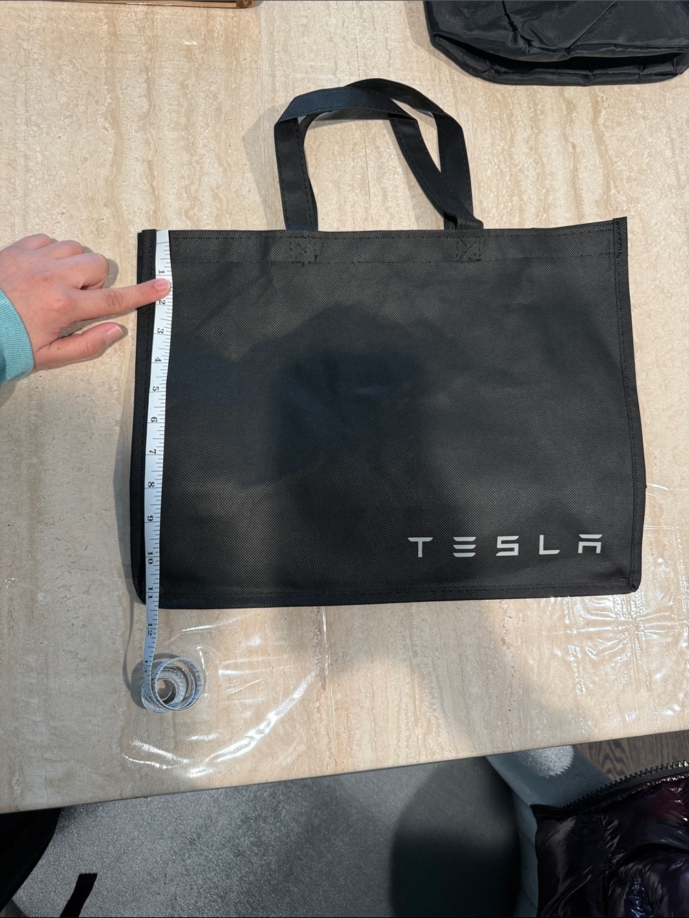Tesla Black Tote with Silver Logo